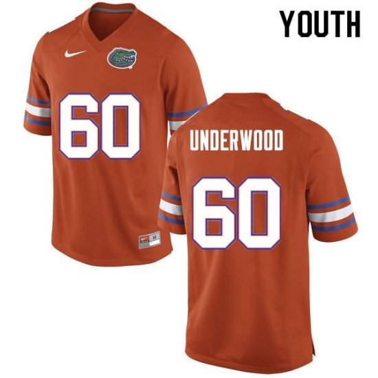 Youth Florida Gators #60 Houston Underwood NCAA Nike Orange Authentic Stitched College Football Jersey FFU1562UM